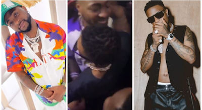 Superstar Singers, Davido & Wizkid Finally Settle, As They Hug Each Other At A Nightclub
