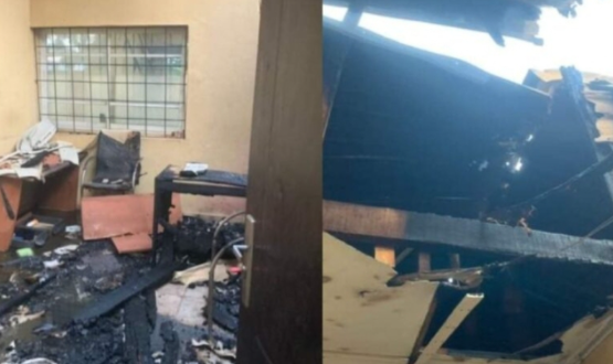 BREAKING: Hoodlums Set Ogun INEC Office On Fire